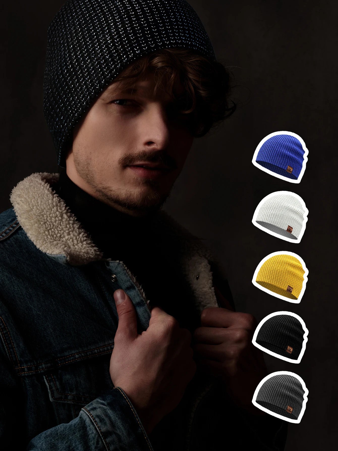 WRELS Winter Knitted Beanie Hats Warm Night Running Reflective Hat Unisex Windproof Ear Protection Cycling Hiking Ski Cap