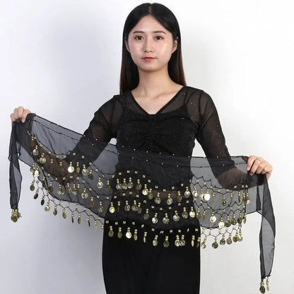 Thailand/India/Arab Dancer Skirt Women Sexy Belly Dance Hip Scarf Wrap Belt Dancer Skirt Female Show Sequins Tassels Costumes - MANDOTOS