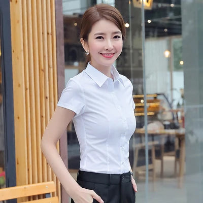 Women Shirts Blouses Women White Shirt Long Sleeve Blouse Female Tops OL Basic Shirt Blouses 2023 Fashion Elegant Woman Clothing - MANDOTOS