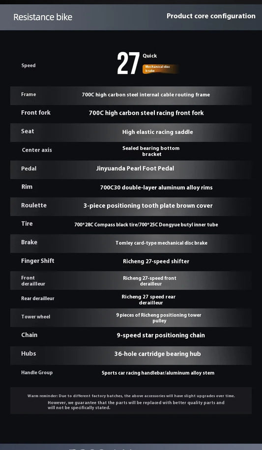 700CRoad Bike Bicycle Youth Lightweight Ultralight Adult Men's27Speed Racing Women's Bicycle