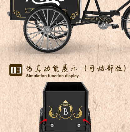Rickshaw Tricycle model retro bicycle Simulation Alloy model decoration decorative Collection gift