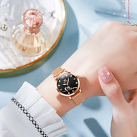 OLEVS Luxury Fashion Ladies' Watches Rose Gold Top Brand Original Quartz Watch for Women Stainless Steel Mesh Strap Love Dial