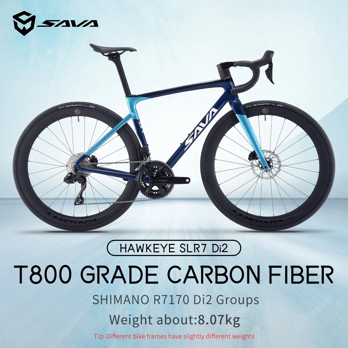 SAVA 2025NEW HAWKEYE SLR7 Carbon Fiber Road Bike with Shimano 105 DI2 R7170 Component Hydraulic Discs, Complete Adult Racing Set