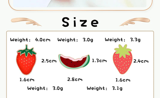 Sliced Watermelon Fruit Brooches Women Pink Strawberry Cherry Shirt Lapel Brooch Bag Badges Men Creative Enamel Pin Summer Gifts - MANDOTOS