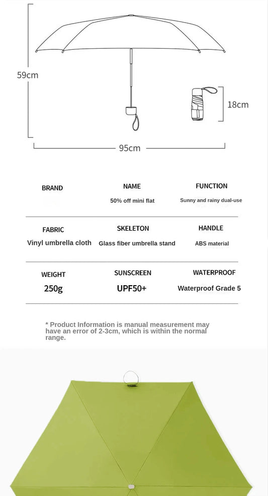 1Pc 55% Off Mini Sun Umbrella Pocket Rain Umbrella Vinyl Folding UV Ultraviolet Protection Sun Shade Pocket Parasol Capsule - MANDOTOS