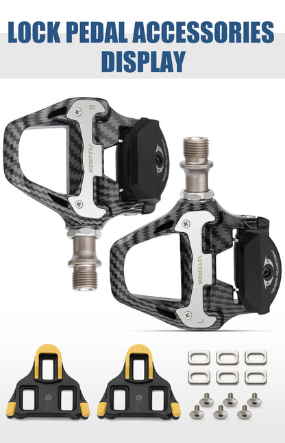 Road Bike Clipless Pedals Carbon Clip-On Pedals With Sealed Bearings Works With KEO And Shimano SPD System Locking Pedals