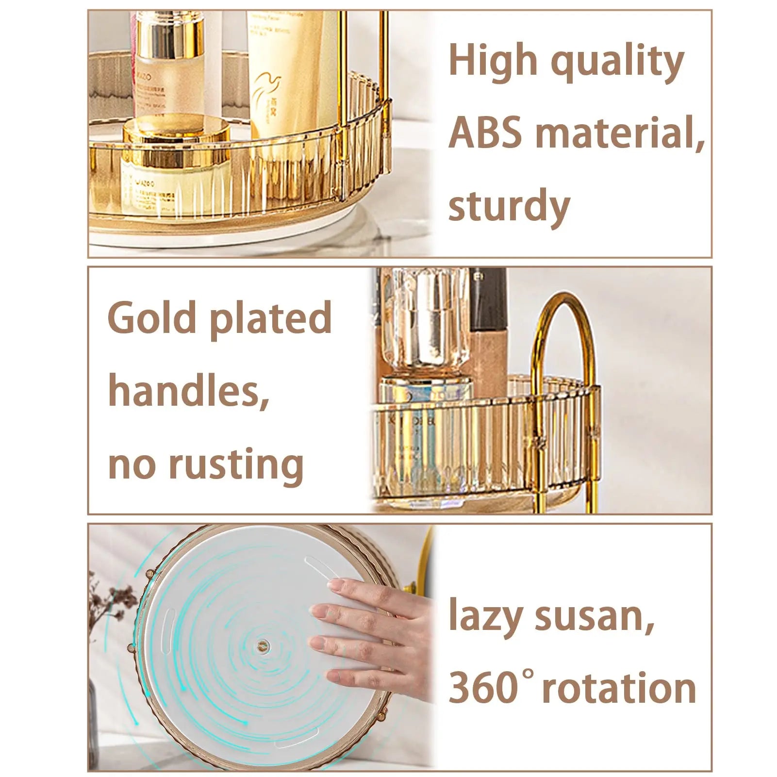 Rotating Makeup Organizer for Vanity, High-Capacity Skincare Storage Perfume Cosmetic Dresser Organizer Countertop 360 Spinning - MANDOTOS