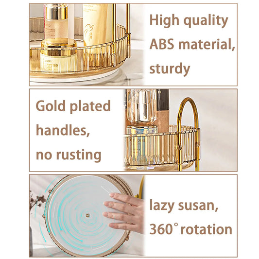 Rotating Makeup Organizer for Vanity, High-Capacity Skincare Storage Perfume Cosmetic Dresser Organizer Countertop 360 Spinning - MANDOTOS