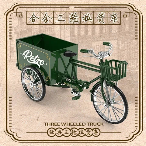 Rickshaw Tricycle model retro bicycle Simulation Alloy model decoration decorative Collection gift