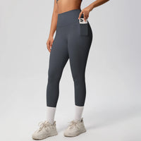 High Waist Women's Leggings Stretch Yoga Pants Tights With Pockets Push Up Fitness Running Sportswear Solid Color Pants