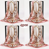 1pcs 90*90cm Square Silk Scarves Women Hijab Shawls Fashion Print Kerchief Femme Head Scarf Foulard Bandana Beach Head Scarf