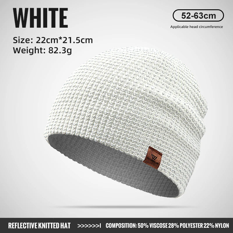 WRELS Winter Knitted Beanie Hats Warm Night Running Reflective Hat Unisex Windproof Ear Protection Cycling Hiking Ski Cap