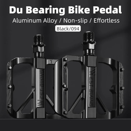 WEST BIKING Bicycle Pedals Sealed DU Bearing Nonslip Pedal Mountain Road Bike Cycling Alloy MTB Pedal Bicycle Accessories