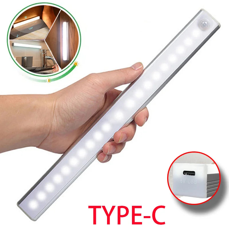 Motion Sensor Light Wireless LED Night Light Type C Rechargeable Light Cabinet Wardrobe Lamp Staircase Backlight For Kitchen LED - MANDOTOS