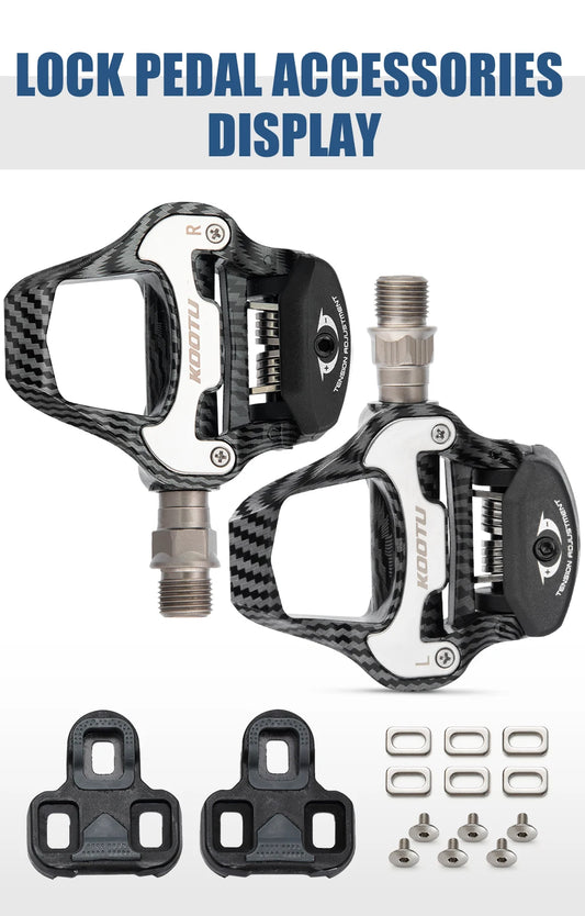 Road Bike Clipless Pedals Carbon Clip-On Pedals With Sealed Bearings Works With KEO And Shimano SPD System Locking Pedals