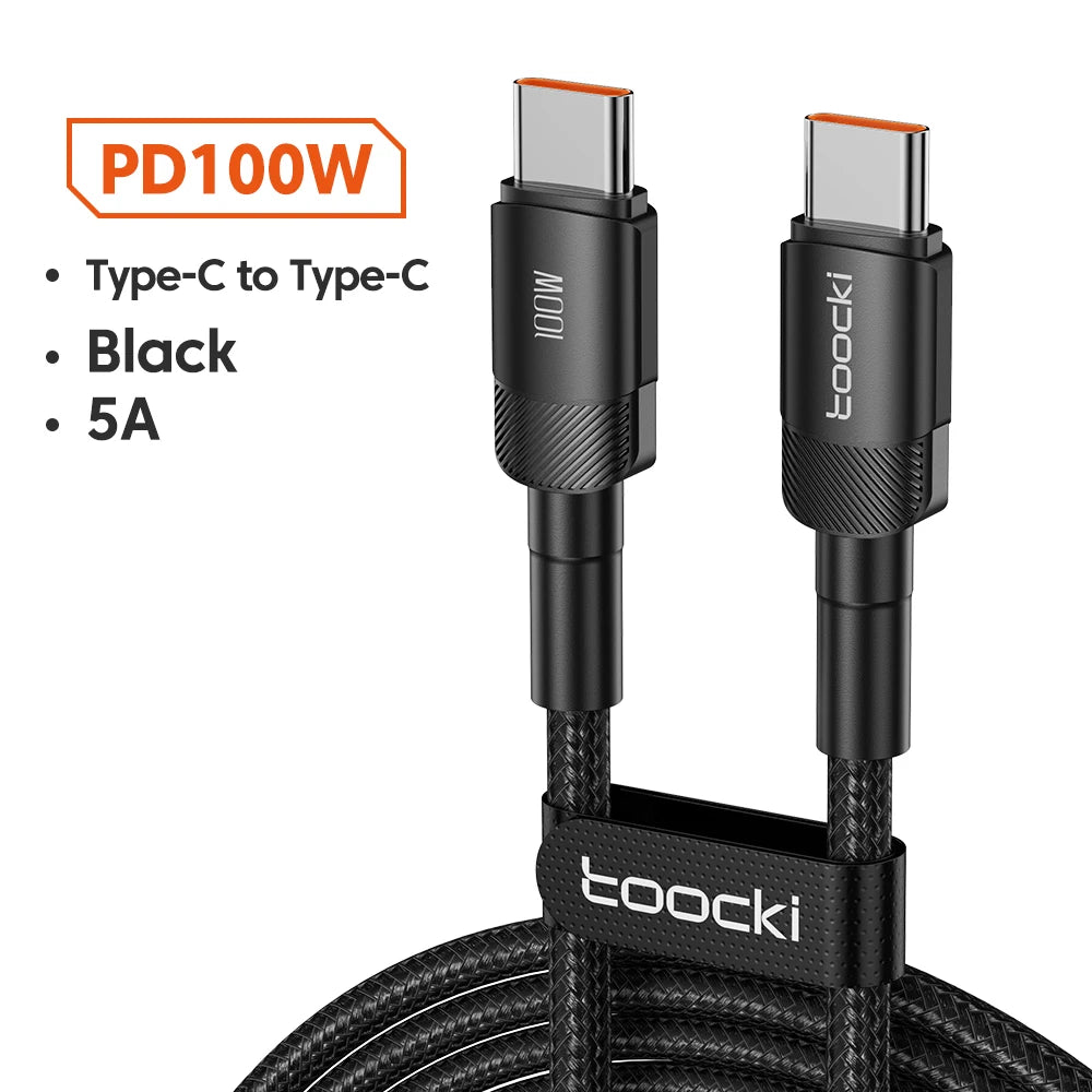 Toocki 100W Type C to USB C Cable PD 3.0 Quick Charge 4.0 Fast Charging Type C to Type C for iPhone 15 Macbook Samsung Xiaomi - MANDOTOS