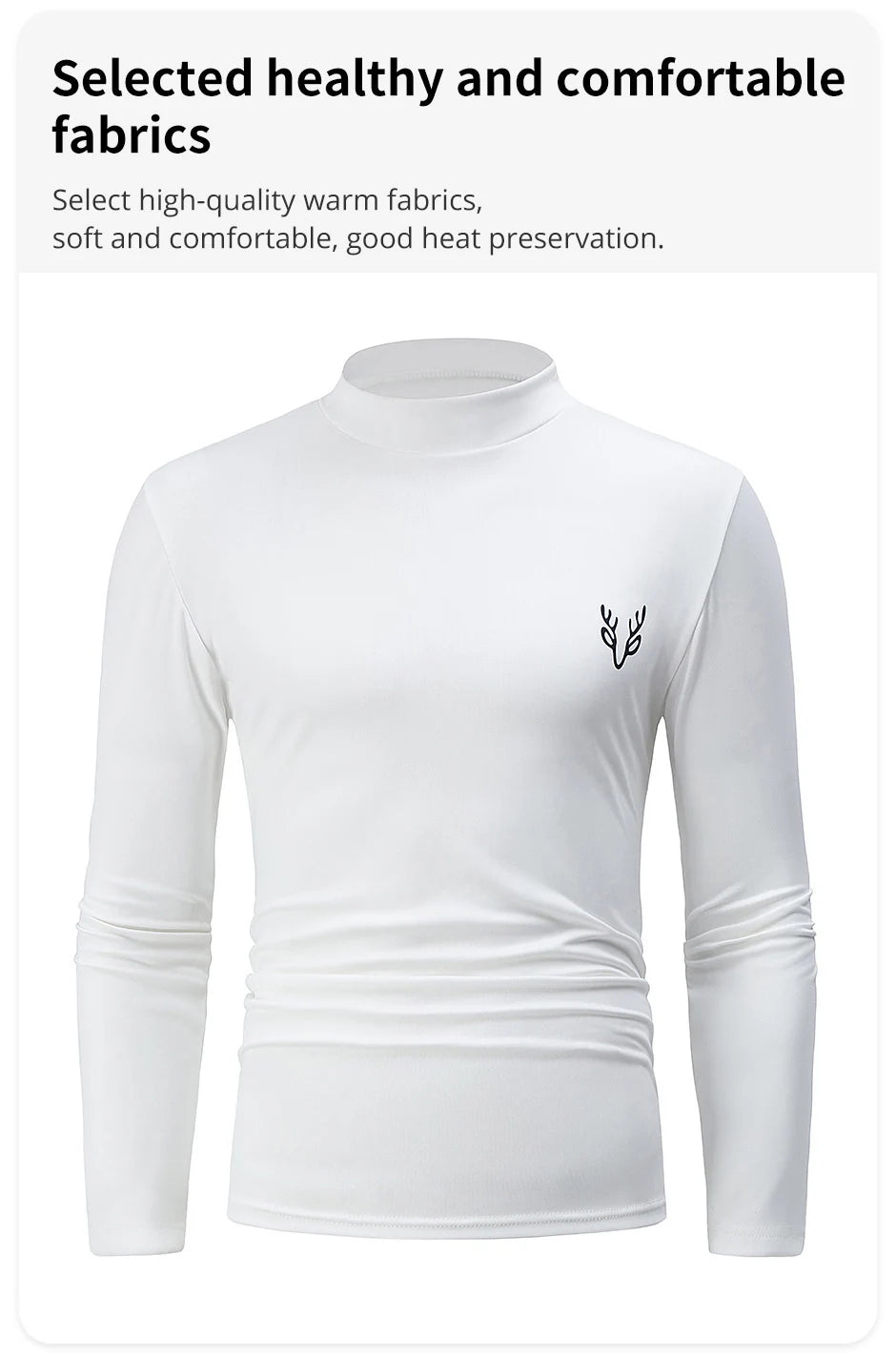 1/3 Pcs Men's White BottoMing Small Turtleneck Shirt In Autumn And Winter Casual Joker Fashion Long Sleeve T-Shirt Teenagers War