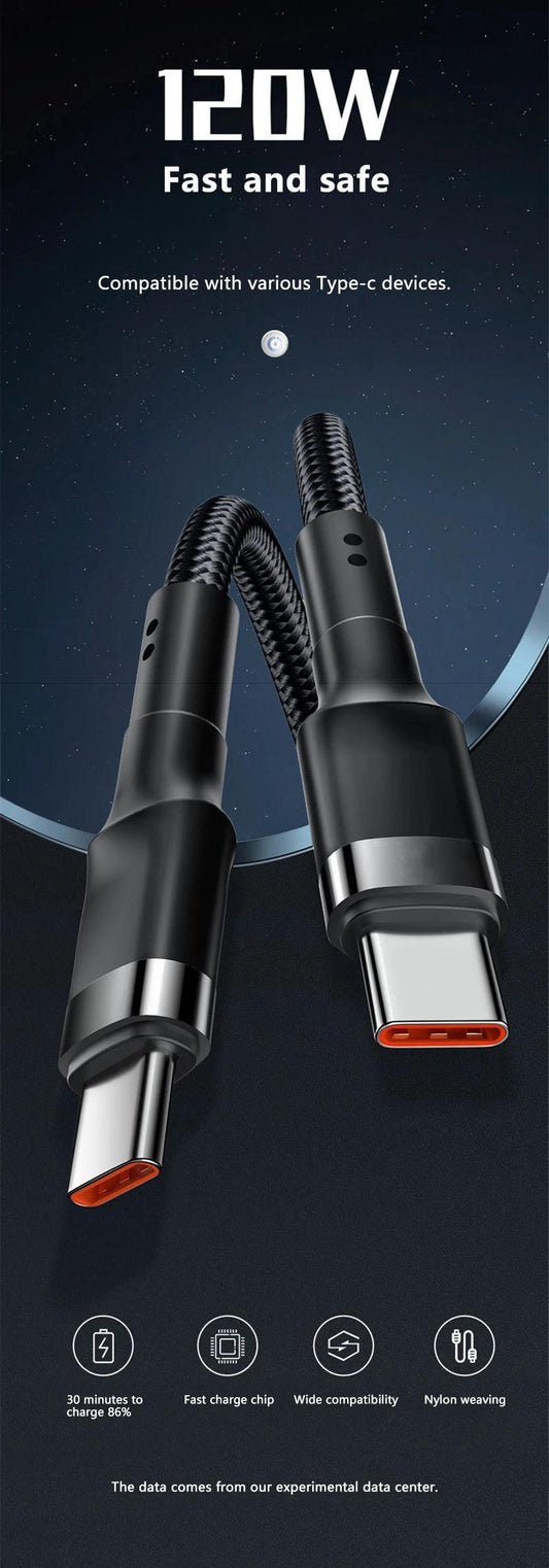 Xiaomi 120W Fast Charger PD Quick Charging High Quality USB C TO USB Type C Cable For iPhone 15 Plus Pro Max Samsung S24 - MANDOTOS