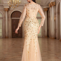2024 Hot Sale Mermaid Evening Dresses O-Neck Full Sleeve Tulle Embroidery Long Party Gown Elegant Formal Dress