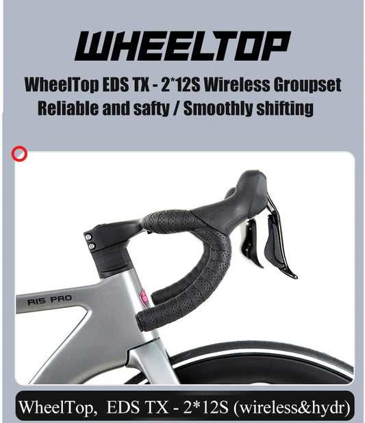 TWITTER 700X25C Carbon Road Bicycle Wireless Men's Hydraulic Disc Racing Bike With WheelTop EDS TX 24S Shifter 50mm Carbon Wheel