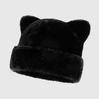Leopard print plush teddy bear hat for women, sweet and cute, thick and warm, retro and versatile, hooded beanie.