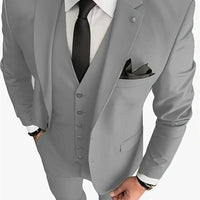 Men's Suits 3pcs Mens Business Suit Notch Lapel Blazer Formal Wedding Groom Pants Tux Vest Tuxedos (Blazer+vest+Pants)