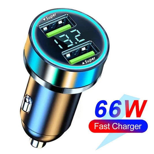 66-250W PD Car Charger QC3.0 Fast Charge with Digital Display 4USB and 2PD Ports for Car Cigarette Lighter Plug - MANDOTOS