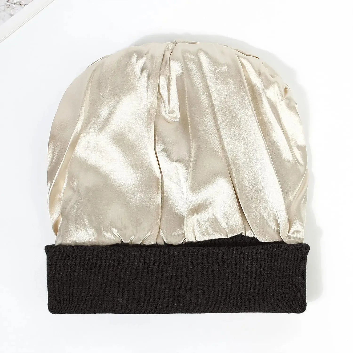 Unisex Satin Lined Beanie Hat For Women Winter Silk Lining Slouchy Warm Cuffed Skullies 2Layer Hair Cover Sleep Cap