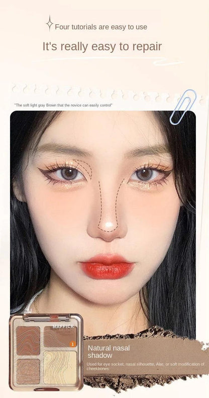Natural Stereoscopic Face Powder Palette Matte Bronzer Contour Shading Multifunctional Highlighter Cosmetic Blush Gift - MANDOTOS