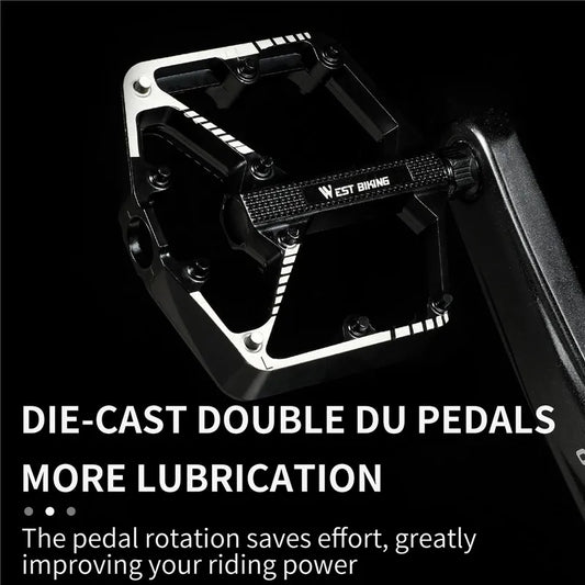WEST BIKING Bicycle Pedals Sealed DU Bearing Nonslip Pedal Mountain Road Bike Cycling Alloy MTB Pedal Bicycle Accessories