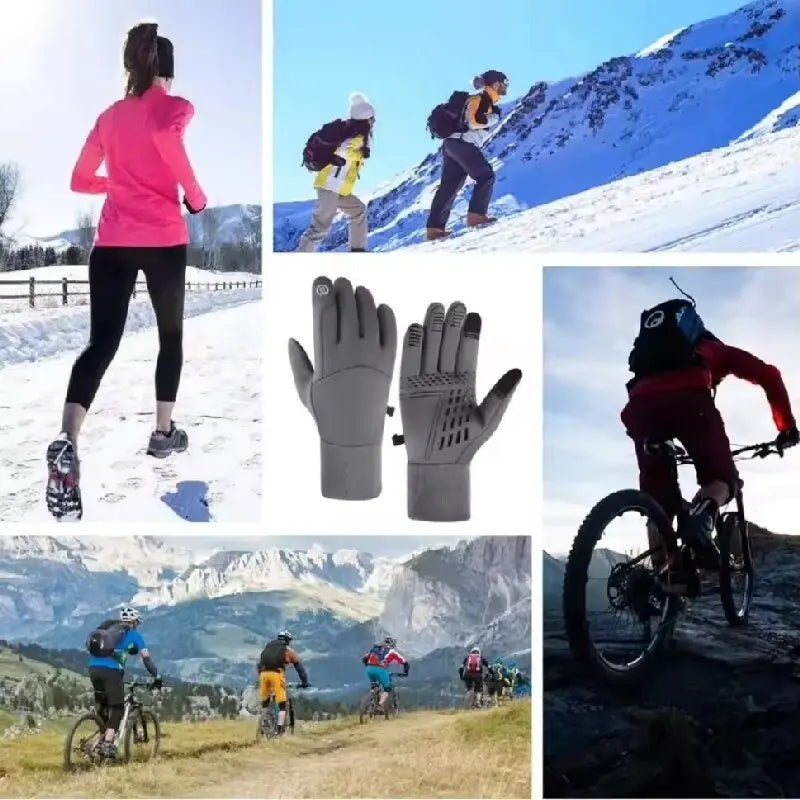 Touch Screen Cycling Gloves for Men & Women Warm Velvet Non-Slip Waterproof Autumn Winter Motorcycle Camping Ski Gloves