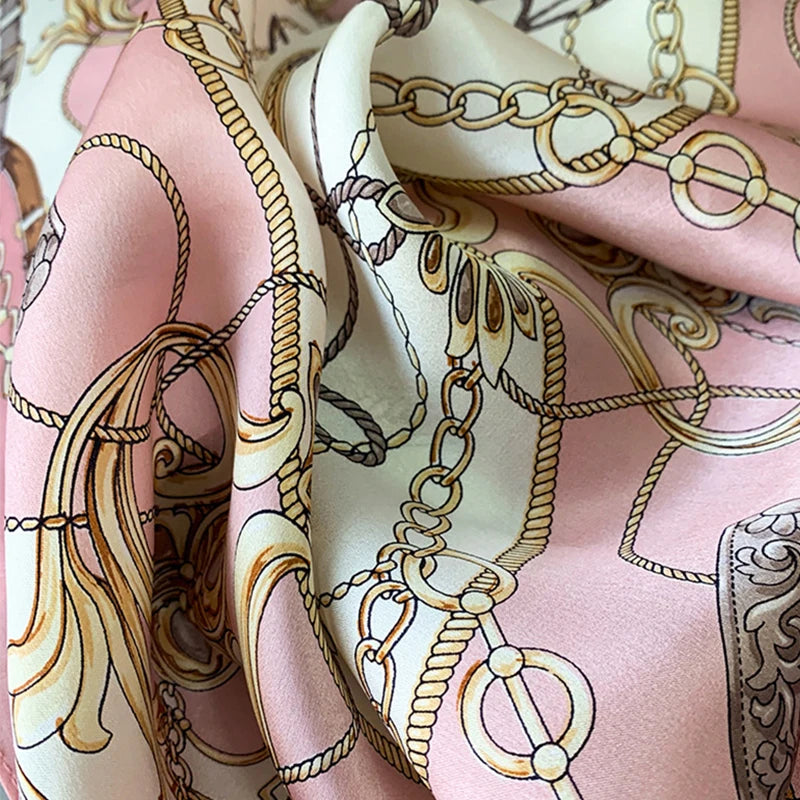 1pcs 90*90cm Square Silk Scarves Women Hijab Shawls Fashion Print Kerchief Femme Head Scarf Foulard Bandana Beach Head Scarf
