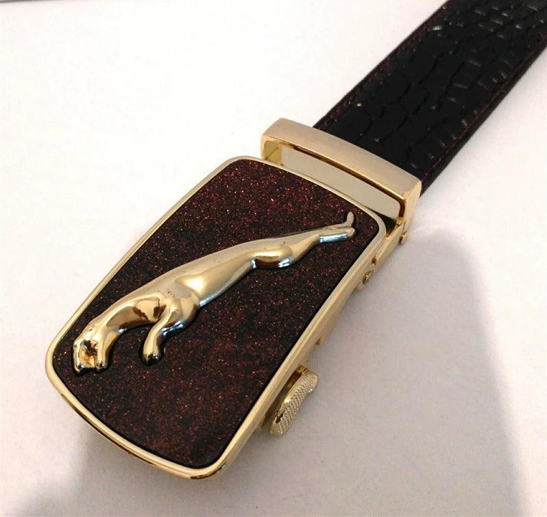 Leopard Sports Car Men's Automatic Buckle Genuine Leather Belt Crocodile Pattern First Layer Cattlehide Leather Fashion Youth Belt Business Belt Men - MANDOTOS