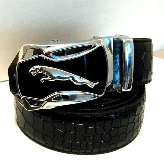 Leopard Sports Car Men's Automatic Buckle Genuine Leather Belt Crocodile Pattern First Layer Cattlehide Leather Fashion Youth Belt Business Belt Men - MANDOTOS
