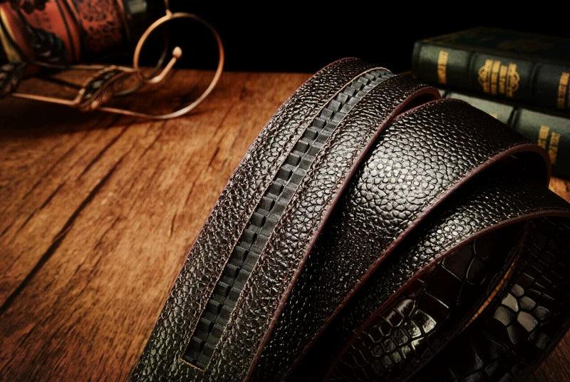 Leopard Sports Car Men's Automatic Buckle Genuine Leather Belt Crocodile Pattern First Layer Cattlehide Leather Fashion Youth Belt Business Belt Men - MANDOTOS