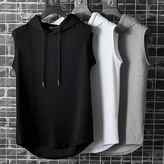 Solid Color 2023 Brand New Men's Tank Tops Vest Sleeveless Tees For Male Hooded Man Vests Tops Hip Hop Men Tank Top T shirt - MANDOTOS