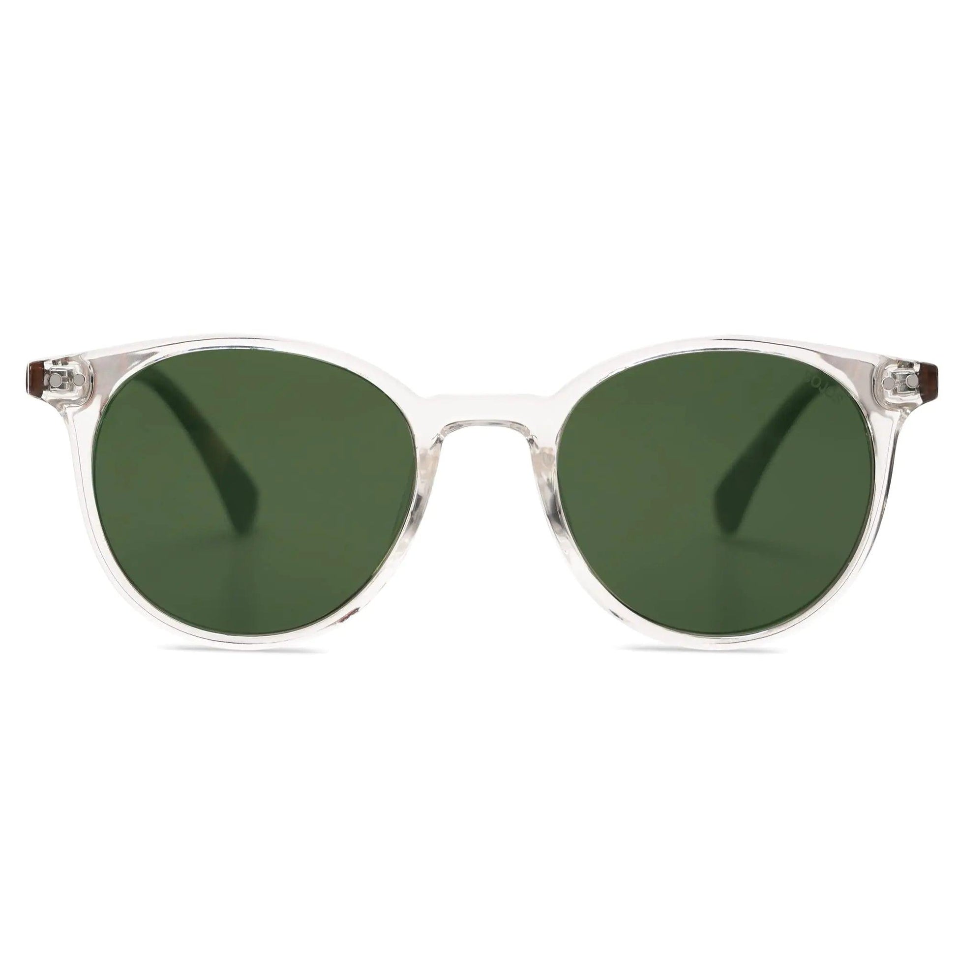 SOJOS Vintage Round Polarized Shades UV400 - Clear/Green - MANDOTOS