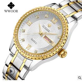 WWOOR Elegance Gold Diamond Quartz Watch - MANDOTOS