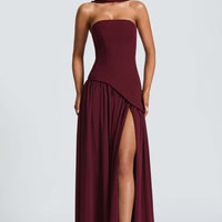 Cherry Lacquer Maliyah Maxi Dress with Chiffon Skirt & Scarf - MANDOTOS0