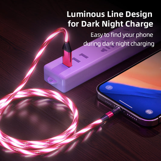 Ancient Energy 540 Rotate Luminous Magnetic Micro USB and Type C charging cable with fast 3A power for smartphones and iPhone.