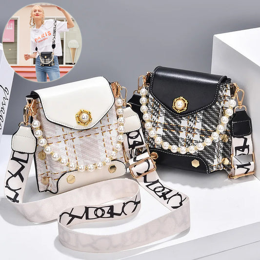 Fashion Women'S Crossbody Bag Girl'S Cute Princess Wallet Classic Shoulder Bag Summer Pearl Chain Phone Bag - MANDOTOS