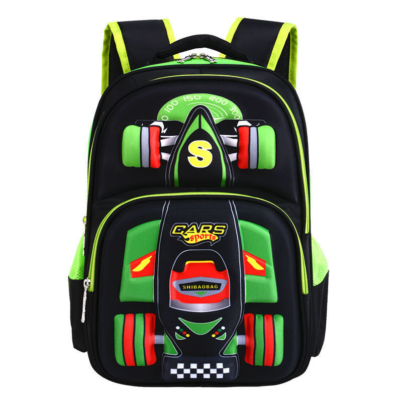 Ancient Energy three-dimensional car boys' primary school trolley bag with colorful car design and sturdy wheels.