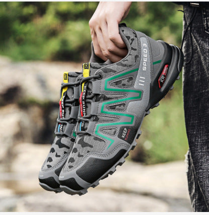 Ancient Energy men's hiking shoes with durable non-slip soles, safety toe, and tactical design for outdoor trekking and work.