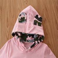 Girls camouflage hooded sweater and pants set from Ancient Energy, suitable for spring and autumn, featuring a cozy design.