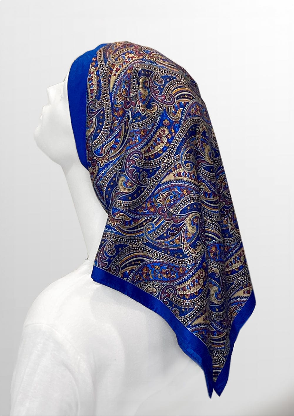 Retro Kerchief Headscarf - Blue  Paisley