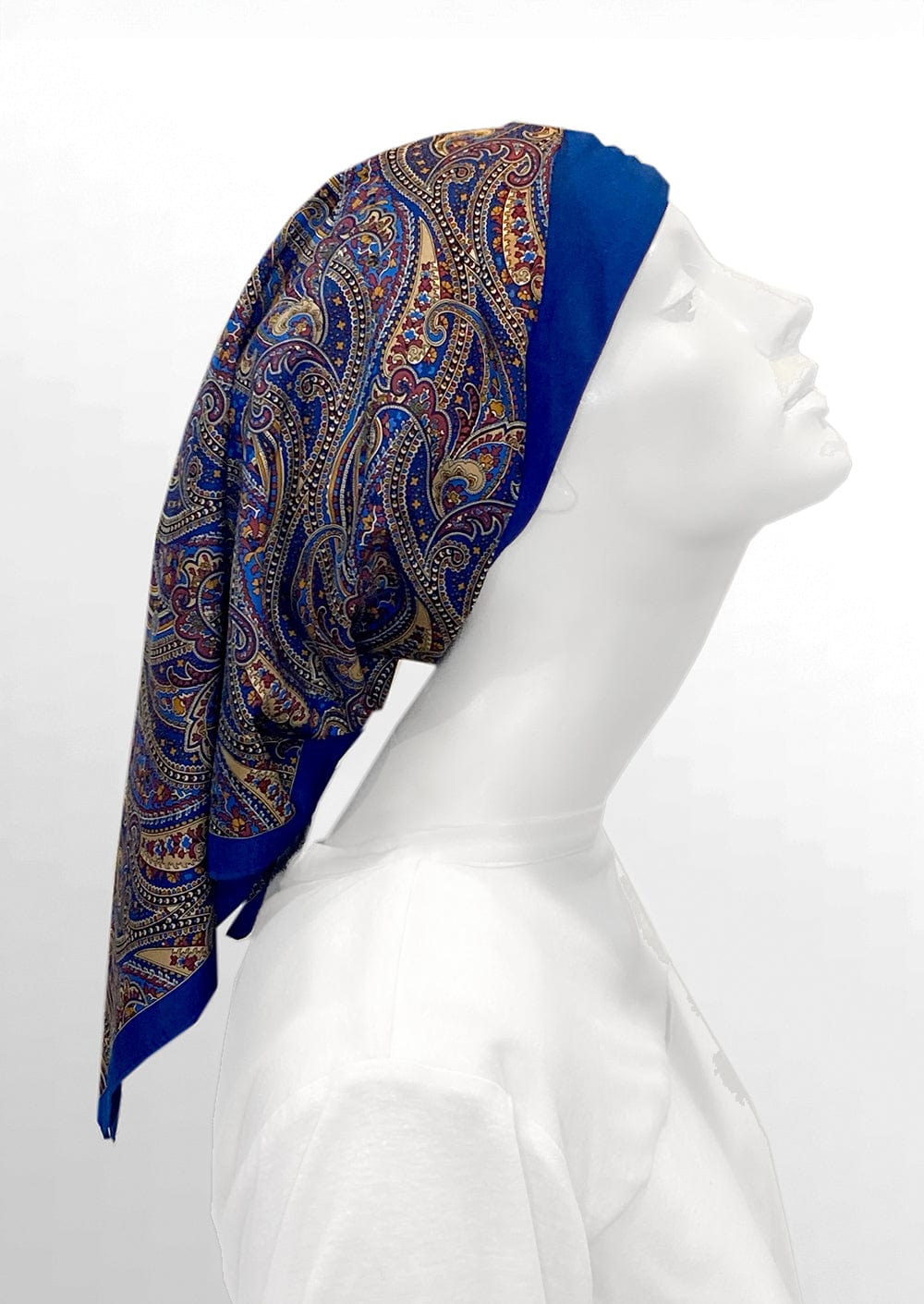 Retro Kerchief Headscarf - Blue  Paisley
