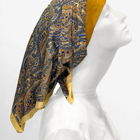 Retro Kerchief Headscarf - Gold Paisley