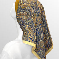 Retro Kerchief Headscarf - Gold Paisley