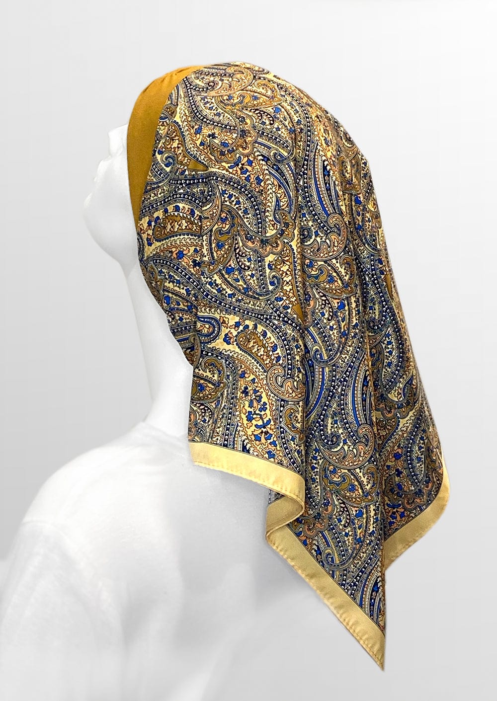 Retro Kerchief Headscarf - Gold Paisley