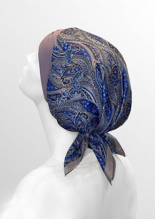 Retro Kerchief Headscarf - Heather Paisley